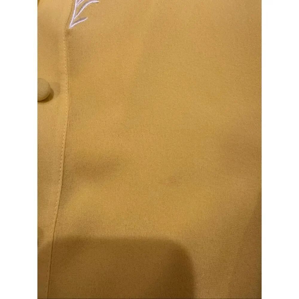 Vintage Bob Mackie Wearable Art 100% Silk Embroidered Blouse Medium Yellow Cutwo - Picture 3 of 5